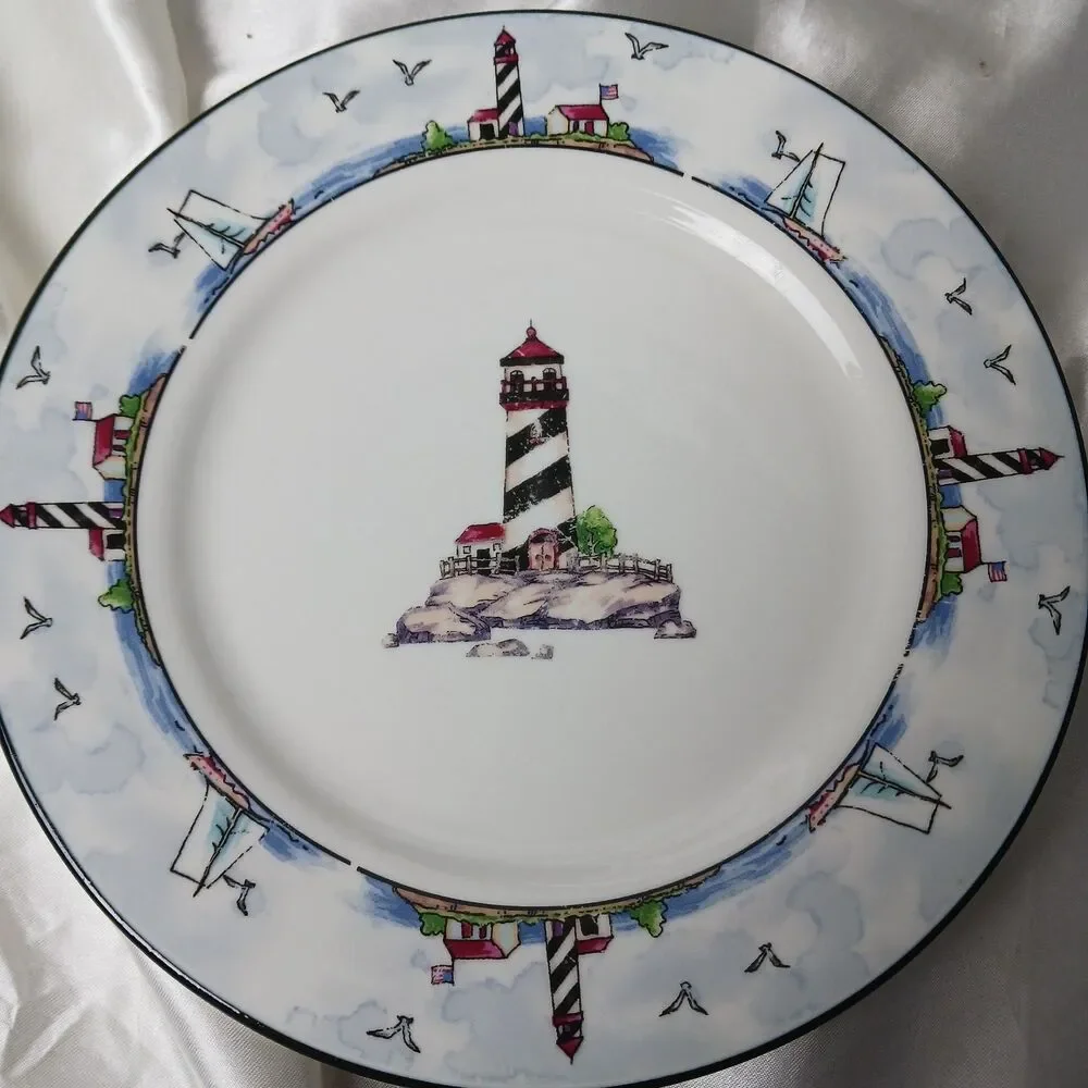 TOTALLY TODAY COASTAL LIGHTHOUSE DINNER SET FOR 4 (16 PIECES)